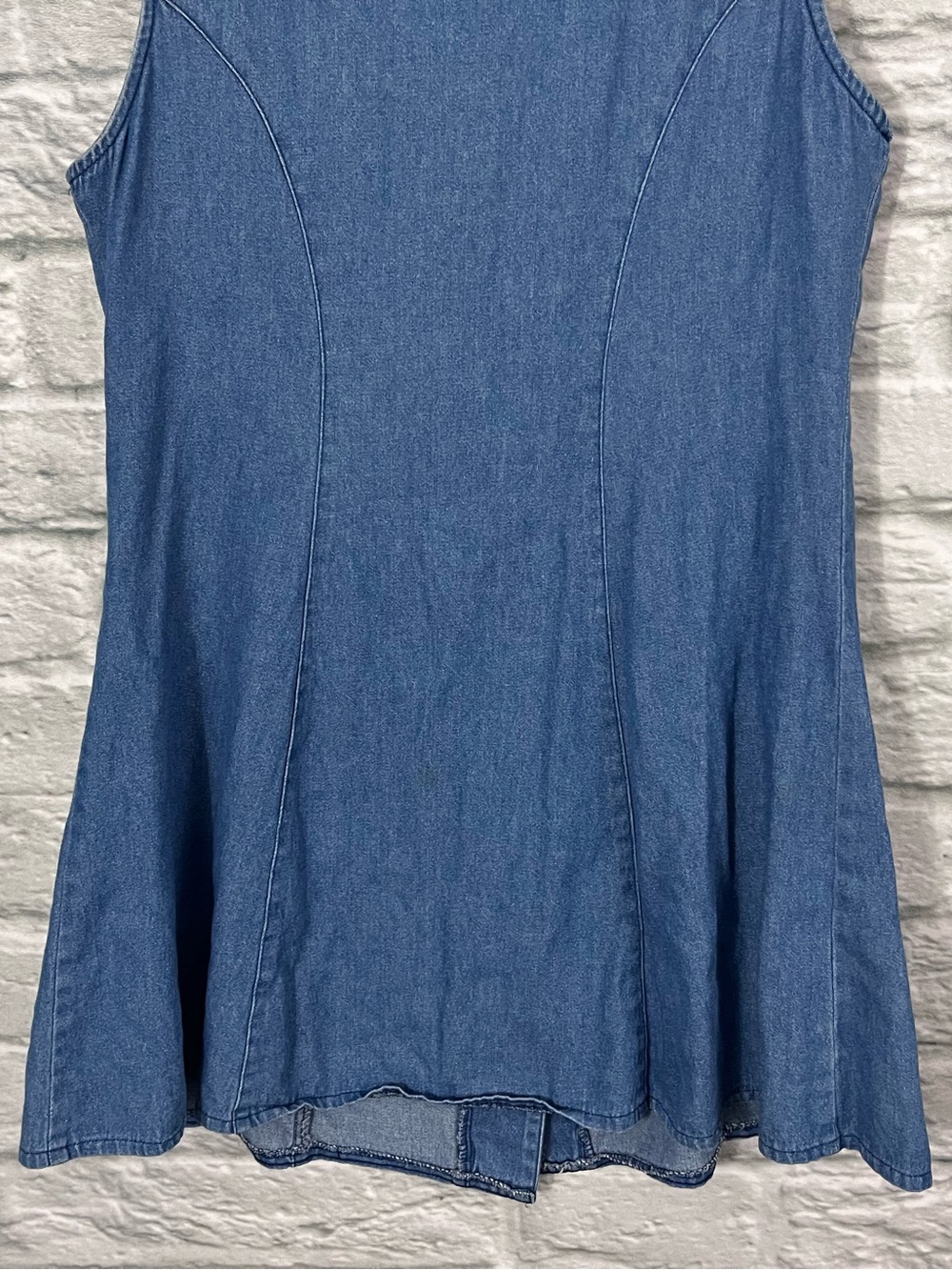 VTG Darlyn V-Neck Button Front Blue Denim Sleeveless Mini Summer Dress - Size 10 - Picture 7 of 8
